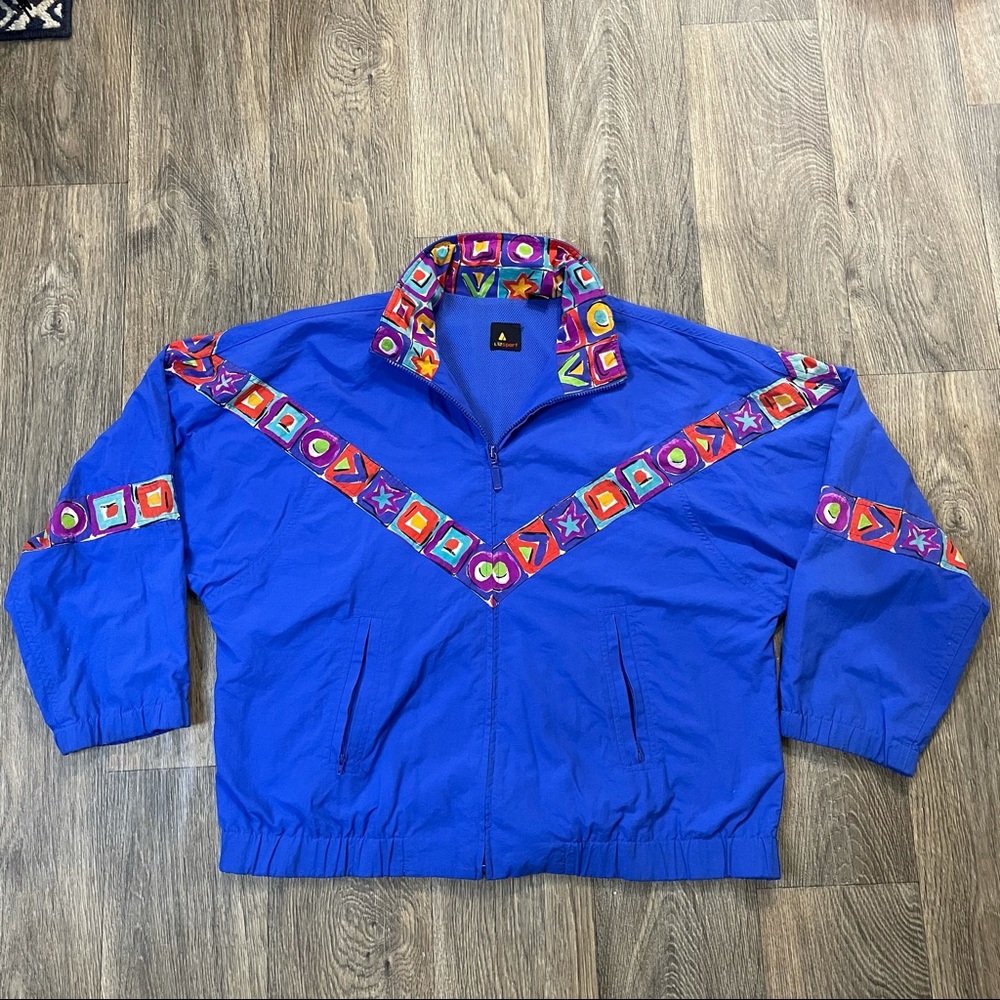 Vintage Retro Women's Windbreaker Size M 80s 90s Pastel Geometric Lizsport